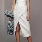 Anthropologie  Sleeveless Square-Neck Linen Button Wrap Midi Dress Photo 3