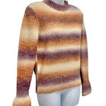 Greylin Anthropologie Orange Purple Flared Sleeve Striped Mock Neck Sweater sz M Photo 7