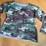 Wildfox  Semi-Sheer Knit Camouflage Lightweight Sweater, Green, Brown, Size S Photo 10