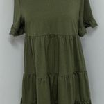 SheIn Dress Women Medium Army Green Short Sleeve Babydoll Tiered Pullover Cotton Photo 0