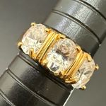 Vintage SETA Signed Gold plated CZ Three Stones Row Engagement Ring Size 8 5g. Photo 9