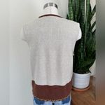 Vintage Fall Embroidered Vest‎ Ramie Cotton Cozy Pumpkin Leaf Style large Brown Photo 6