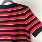 J.Crew NEW Short-Sleeve Striped Sweater Knit Dress Red Blue Wool Md Academia Photo 11