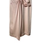 ZARA Blush Knotted Satin Midi Dress Plunging Neckline Leg Slit Button Collar, S Photo 8