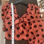 DO+BE  Cropped Long Sleeve Puffy Top Burnt Orange with Black Dots Size Large Photo 6