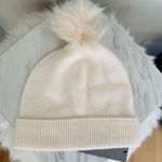 Nordstrom Faux Fur Cashmere Pompom Beanie, Pink, 100% Ivory Cream, NWT Photo 1