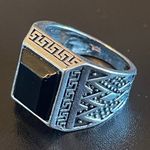 Black resin S925 antique silver ring size 9.5 Photo 2