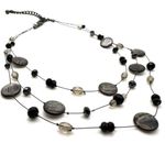 Chico's Chico’s three strand black‎ stone speckled necklace career chic dainty Photo 3