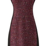 J. Peterman Most Flattering Tweed Dress Black Burgundy Classic Sheath Size 8 Red Photo 0