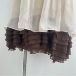 Ryu NEW Anthropologie  Sleeveless Pleated Ruffle Babydoll Dress SMALL Beige/Brown Photo 5