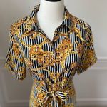 Walter Baker Button Front Shirt Dress Stripe Chain Filagree 6 Photo 0