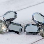 Vintage Clip On Earrings Mirrored Grey and Muted Green Photo 10