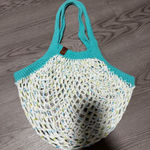 Dao Handmade Crochet Tote Bag Turquoise White Speckled Beach Market Bag Photo 0