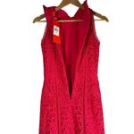 Monique Lhuillier Lace Fit & Flare Midi Dress Raspberry Red Size 2 Photo 7