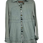 NEON BUDDHA Jacket Top Tunic CARDIGAN large Dusty GREEN GORGEOUS Boho Lagenlook Photo 0