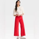 Universal Threads Universal Thread Women's High-Rise Corduroy Sailor Wide Leg Ankle Jeans Red 12 Photo 1