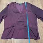 1. State  Wine Red Womens Drop Waist Surplice Faux Wrap Blouse Top Size XXL 2XL Photo 8