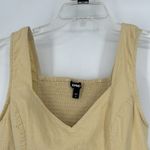 EXPRESS Smocked Crop Top Sleeveless Light Yellow Y2K Linen Blend Size M Photo 1