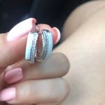 Boutique NEW Luxury White Ceramic Diamond Hoop Earrings‎ Photo 1