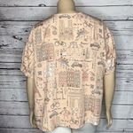Denim & Co . Sz XL Pink - Paris France French Travel Vacation Printed Blouse Top Photo 3