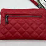 Badgley Mischka Vegan Leather Card Holder Wallet Wristlet Red Quilted Zips NWT Photo 3