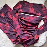 House Of CB  Ruched Georgette Longsleeve Maxi Dress L - Rose Floral Photo 3