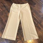 St. John Stretch Woven Flat Front Wide Leg Crepe Dress Pants Beige Size 12 Photo 0