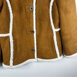 L.L.Bean Faux Suede Sherpa Coat Womens M Brown Button Front Winter Ranch Jacket Size M Photo 2