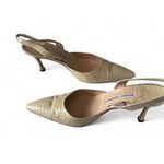 Manolo Blahnik  Carolyne Serpent 256 Slingback Heels 40 Cream Snake Glitter RARE Photo 3