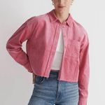 Madewell NWT Variegated Cropped Corduroy Button-Up Shirt Pink Size Small Photo 0