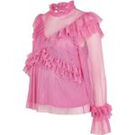 River Island  Pink Lace Ruffle Longsleeve Top Size 10‎ Gender Reveal Polka Dot Photo 9