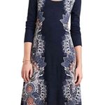 Maeve / Anthropologie Eria Navy Blue Boho Lined Sweater Midi Dress, Size XS Photo 2