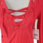 Free People Ice Cold Lace Up Top in Crimson Rose Size XS NEW NWT Photo 6
