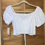 SO NWT Juniors Size Large  cinched front Puff Sleeve Crop top eyelet Photo 6