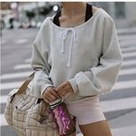 Free People  Movement For The Win Oatmeal Beige Off-Shoulder Sweatshirt XS EUC Photo 0