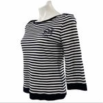 ESCADA Striped Boat Neck Top Size M White Size M Photo 1