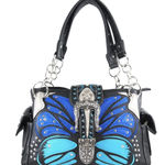 Butterfly Art Buckle Women's Handbag Purse Blue Photo 0