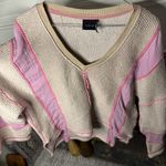 Urban Outfitters  Cream and Pink V-Neck Sweater Photo 1