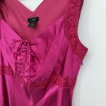 WDNY Magenta Silk Red Lace Midi Dress Formal Size 10 Y2k Pink Photo 4