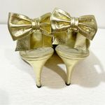 YSL Yves St Laurent Size 8.5 Metallic Gold Peep Toe Sling Bow Back Pump Heels Photo 3