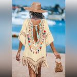 SheIn Crochet Deep V-Back Tassel Cover Up Swim Beach Lightweight Bohemian XL Photo 1