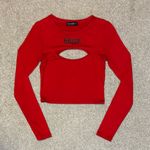 Liz & Sara Red “Angel” Cutout Long Sleeve Crop Top Size Small Photo 0