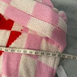 NWT Luna Ivy Size M Pink Cream Check Heart Chunky Knit Long Sleeve Crew Sweater Size M Photo 8