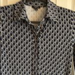 Talbots Classic Blue and White Geometric Print Midi Shirt Dress Size P Photo 1