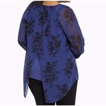 Torrid Blue Black Floral Chiffon Tulip Back Top Size 1X Photo 1