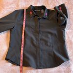 No Boundaries  Y2K vintage black 3/4 sleeve button up embroidered flowers size L Photo 10