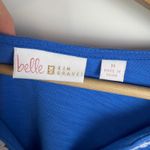 Belle Kim Gravel Blue Embroidered Tunic Top Medium Coastal Boho Soft Stretch Photo 4