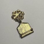 Blue & Cream Enamel Gold Tone Metal Badge Style Dangle Brooch Pin Photo 8