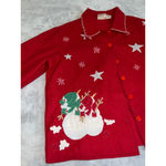 Women's VINTAGE WOOL blend Red Christmas Cardigan M Size M Photo 1