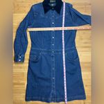 Eddie Bauer women’s Denim Snap Front Dress W/Black Velvet Collar|Size:PETITE 10 Photo 5